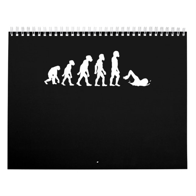 Funny Human Swimming Evolution Swimmer Swim Calendar (Cover)