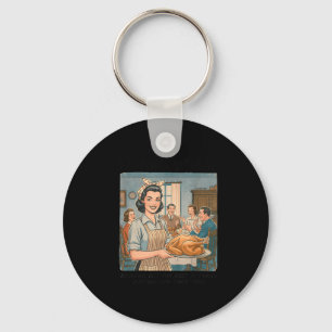 Funny Humor Retro Thanksgiving Family Dysfunction  Keychain