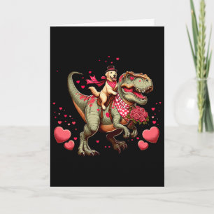 Funny Humor Valentine T-rex Golden Retriever Dinos Card