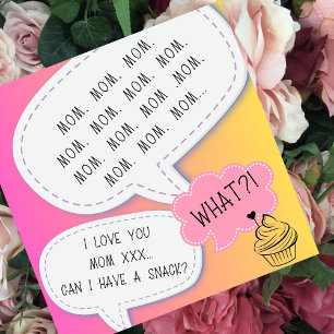 funny humour cupcake Mom PINK mother day Holiday Card