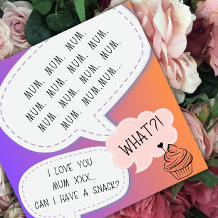 funny humour cupcake MUM purple mother day Holiday Card