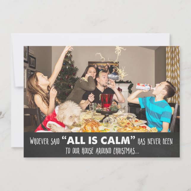 Funny Humour Photo Christmas Chalk Greeting Card (Front)