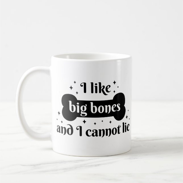 Funny Humour Playful Bold Black Bone Lettering Dog Coffee Mug (Left)