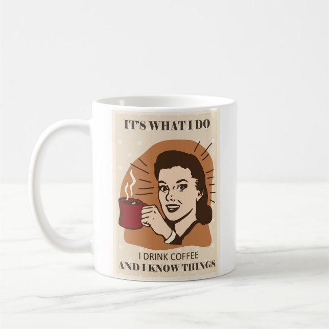Funny Humour Vintage Retro Smart Woman Coffee Mug (Left)