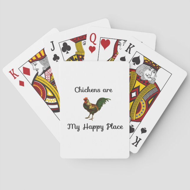 Funny Humourous Chickens are my Happy Place Playing Cards (Back)