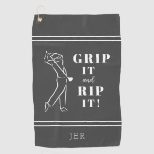 Funny Humourous Golf Grip Rip Mens Grey Custom Pro Golf Towel