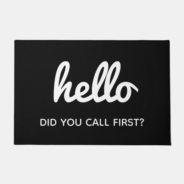 Funny Humourous Hello Black and White Doormat (Front)