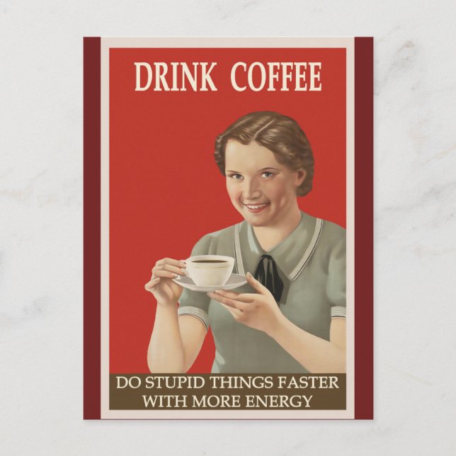 Funny Humourous Vintage Coffee Poster Postcard (Front)