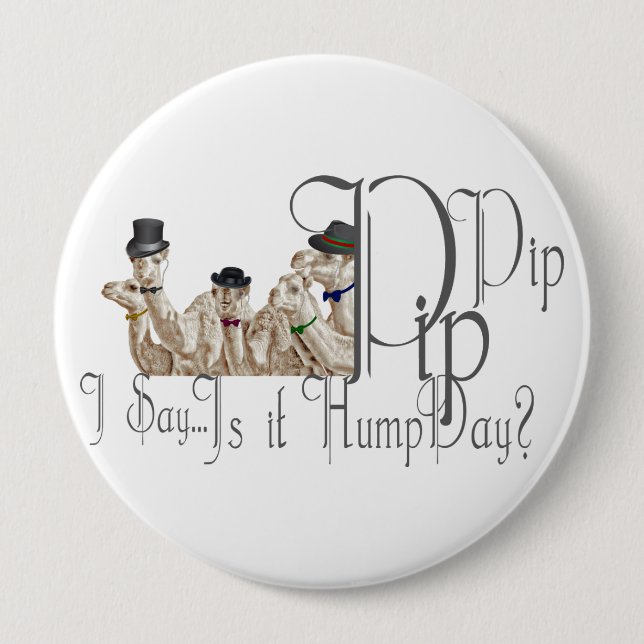 Funny Hump Day Camels  in Monocles 4 Inch Round Button (Front)