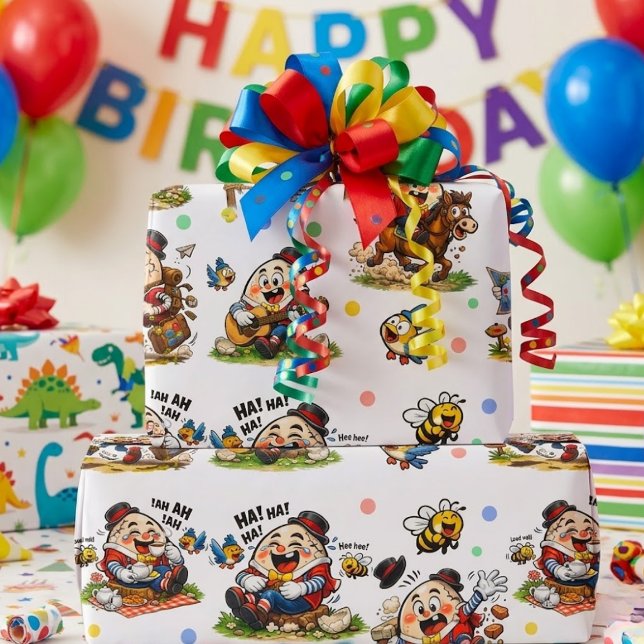 Funny Humpty Dumpty Cartoon Wrapping Paper (Creator Uploaded)