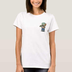 Funny Hungry Cartoon Zombie Holding Corn and Bague T-Shirt