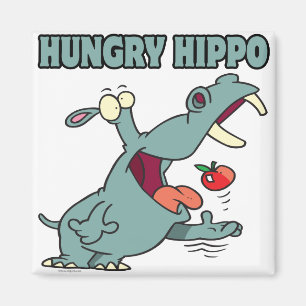 funny hungry hippo cartoon magnet