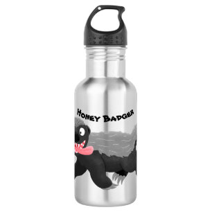 Funny hungry honey badger cartoon illustration 532 ml water bottle