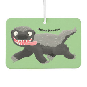 Funny hungry honey badger cartoon illustration  air freshener