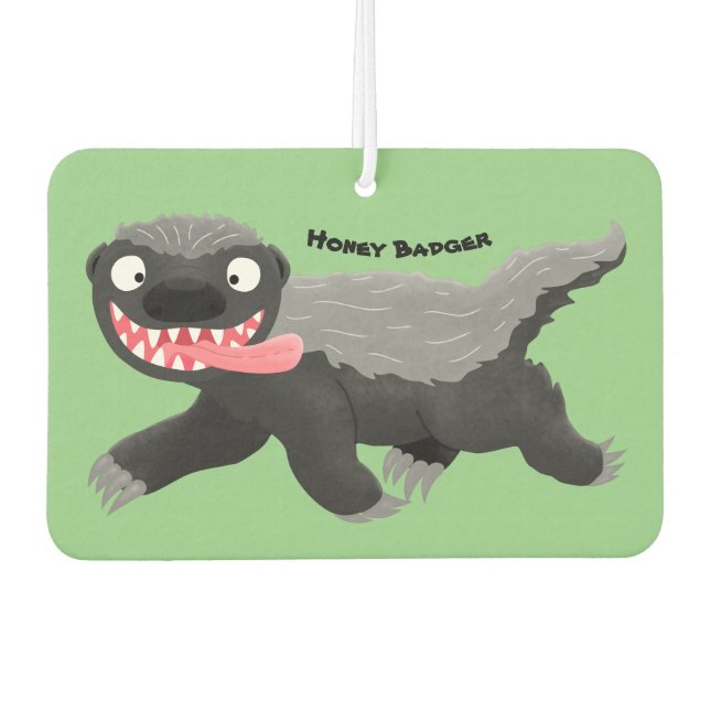 Funny hungry honey badger cartoon illustration  air freshener (Front)