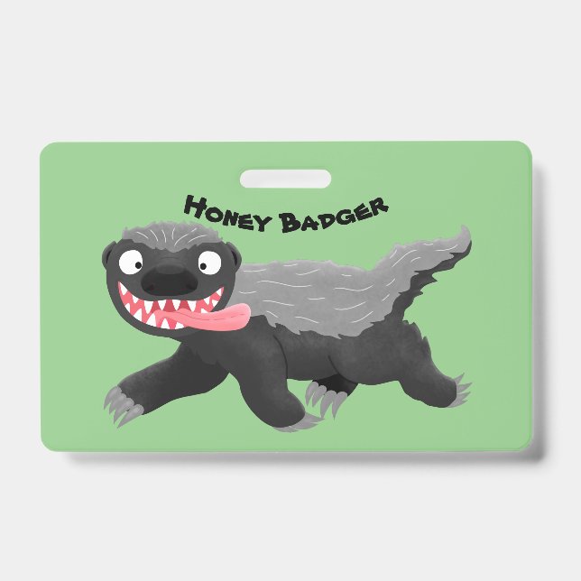 Funny hungry honey badger cartoon illustration badge (Front)
