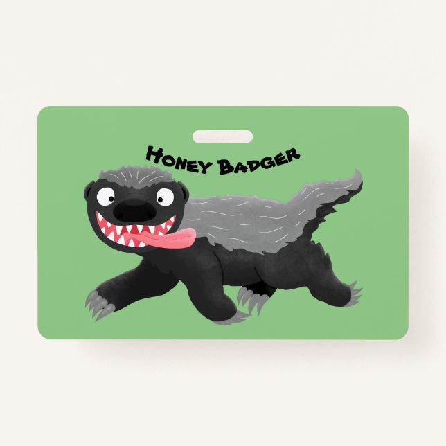 Funny hungry honey badger cartoon illustration badge (Front)