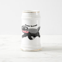 Funny hungry honey badger cartoon illustration