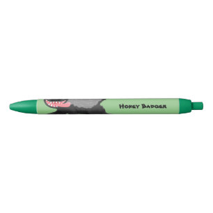 Funny hungry honey badger cartoon illustration black ink pen