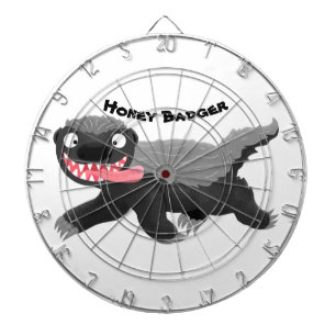 Funny hungry honey badger cartoon illustration dartboard