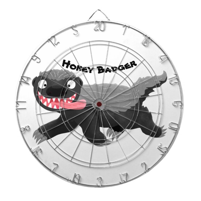 Funny hungry honey badger cartoon illustration dartboard (Front)