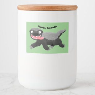 Funny hungry honey badger cartoon illustration food label