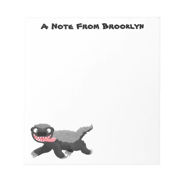 Funny hungry honey badger cartoon illustration notepad (Front)