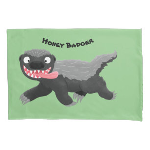 Funny hungry honey badger cartoon illustration pillowcase