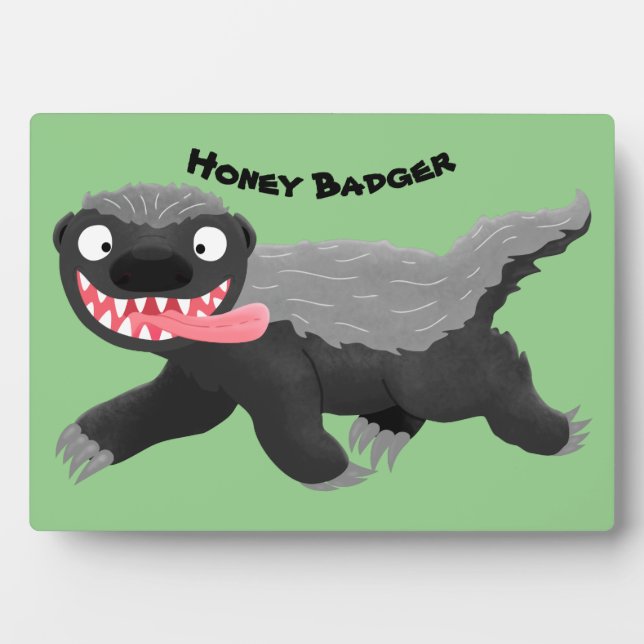 Funny hungry honey badger cartoon illustration  plaque (Front)