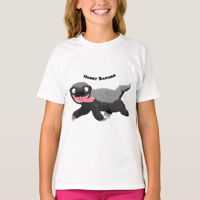 Funny hungry honey badger cartoon illustration T-Shirt (Front)