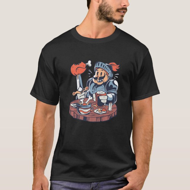 Funny Hungry Knight - Medieval Crusader Renaissanc T-Shirt (Front)