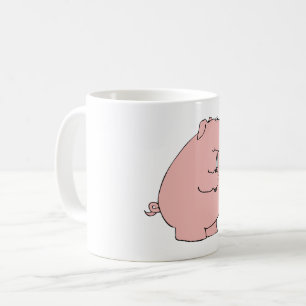 Funny Hungry Pig Holding Fork and Knife Coffee Mug