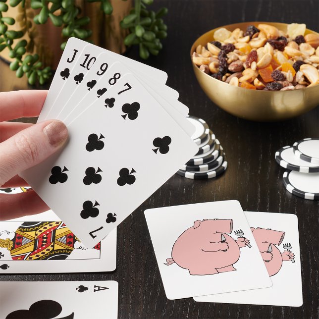 Funny Hungry Pig Holding Fork and Knife Playing Cards (Creator Uploaded)