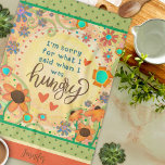 Funny Hungry Quote Floral Heart Name Kitchen Kitchen Towel<br><div class="desc">Funny Hungry Quote Stylish Floral Kitchen towel personalized with Name. These unique custom quote kitchen towels are a perfect gift to celebrate a birthday, retirement, anniversary, housewarming party, wedding gift, etc…A fun way to celebrate any occasion. Pair it with a bottle of wine and it makes a great gift for...</div>