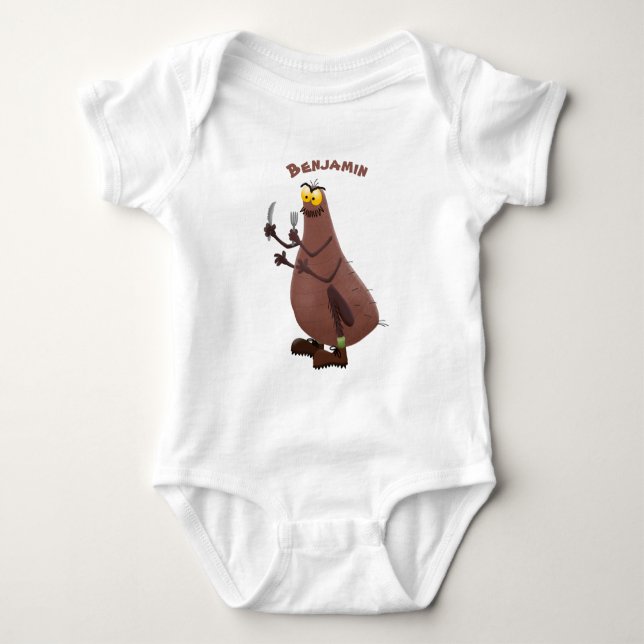 Funny hungry ugly flea cartoon baby bodysuit (Front)