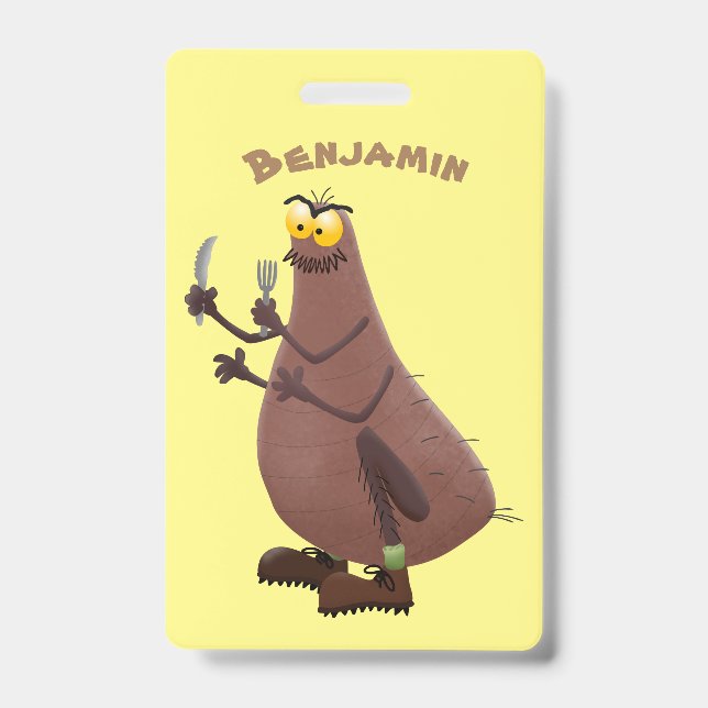 Funny hungry ugly flea cartoon badge (Front)