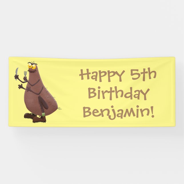 Funny hungry ugly flea cartoon banner (Horizontal)