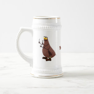 Funny hungry ugly flea cartoon beer stein