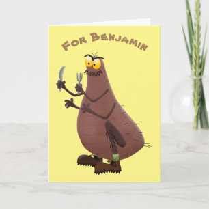 Funny hungry ugly flea cartoon card