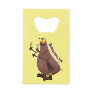 Funny hungry ugly flea cartoon credit card bottle opener