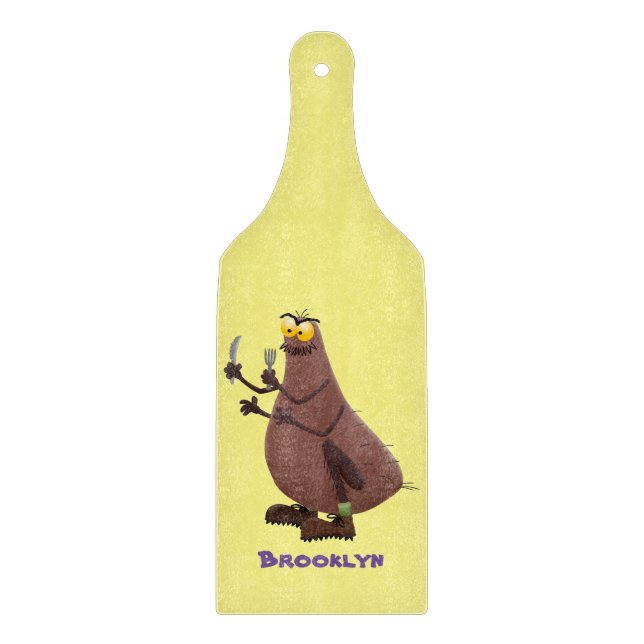 Funny hungry ugly flea cartoon cutting board (Front)
