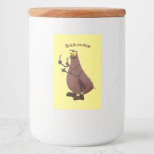 Funny hungry ugly flea cartoon food label