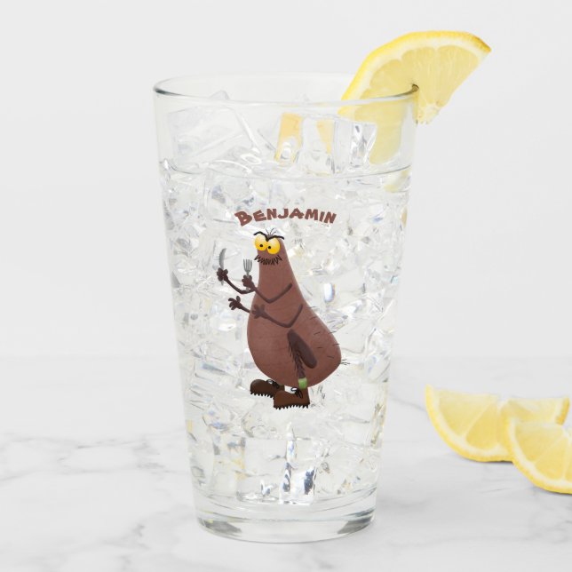 Funny hungry ugly flea cartoon glass (Back Ice)