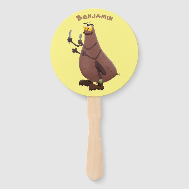 Funny hungry ugly flea cartoon hand fan (Front)