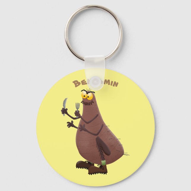 Funny hungry ugly flea cartoon keychain (Front)