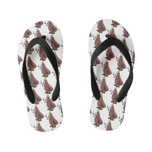 Funny hungry ugly flea cartoon kid's flip flops