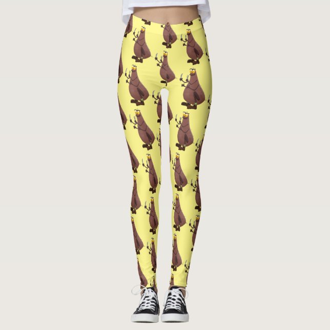 Funny hungry ugly flea cartoon leggings (Front)
