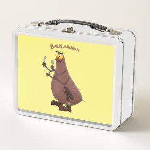 Funny hungry ugly flea cartoon metal lunch box