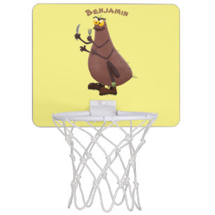 Funny hungry ugly flea cartoon mini basketball hoop