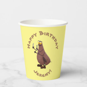 Funny hungry ugly flea cartoon paper cups